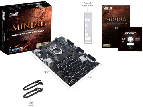 ASUS B250 Mining Expert mining motherboard, 12 slots.