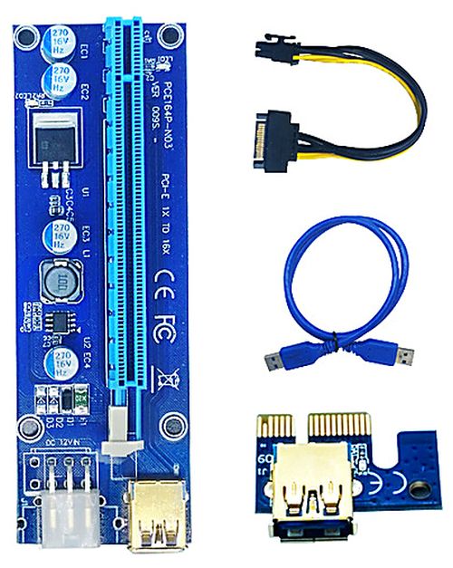 Riser PCI-E 009S, 6 pin with LED.