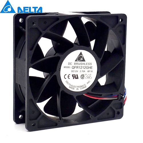 Кулер для майнера Delta QFR1212GHE, 120 мм, 2.7A. Кулер для майнера Delta QFR1212GHE, 120 мм, 2.7A.