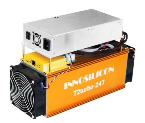 Innosilicon T2 Turbo (T2T), 24Th/s, 1980W, SHA-256 (BTC miner). Innosilicon T2 Turbo (T2T), 24Th/s, 1980W, SHA-256 (BTC miner).