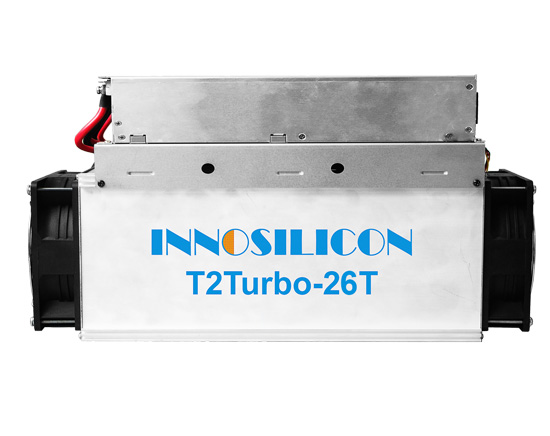 Innosilicon T2Turbo-26T, 26Th/s, 2100W, SHA256 (BTC miner). Innosilicon T2Turbo-26T, 26Th/s, 2100W, SHA256 (BTC miner).