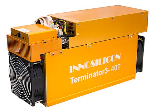 Innosilicon Terminator 3-40T (T3-40T), 40Th/s, 2200W (SHA-256, BTC). Innosilicon Terminator 3-40T (T3-40T), 40Th/s, 2200W (SHA-256, BTC).