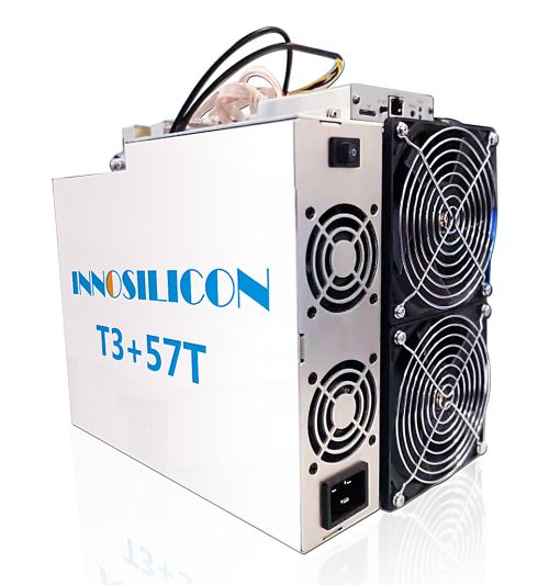 Innosilicon T3+57T, 57Th/s, 3300W (SHA-256, BTC). Innosilicon T3+57T, 57Th/s, 3300W (SHA-256, BTC).