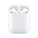 AirPods headphones with a wireless charging case.