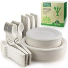 Биоразлагаемый экологически чистый компостируемый набор столовой одноразовой посуды (250 шт.).