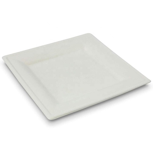 Platos de vajilla desechables compostables, ecológicos y biodegradables, cuadrados (50 piezas).