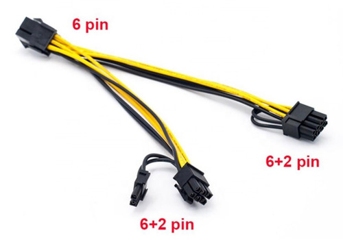 Power adapter cable for video card 6Pin to Dual PCI-E PCIe 8Pin + 8Pin (6 + 2Pin).