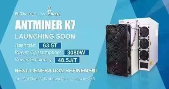 Antminer K7, 63,5Th/s, 3080W, Eaglesong, CKB miner.